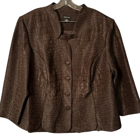 Leslie Fay Chocolate Brown Skirt Suit Set 2-Piece Plus Size Classic - Picture 4 of 7